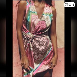 Zara Patchwork Wrap Mini Dress Medium M